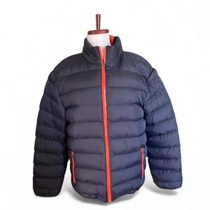 Unisex Navy & Orange Puffer Bubble Coat New Unbranded Zipper Pockets Nice Jacket